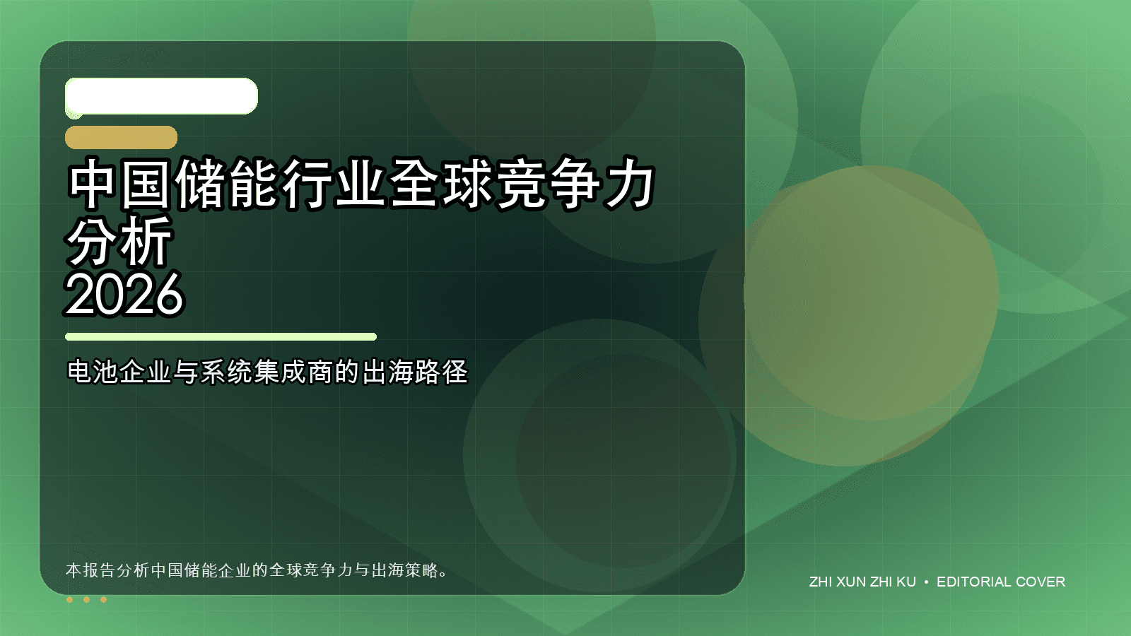 中国储能行业全球竞争力分析 2026封面